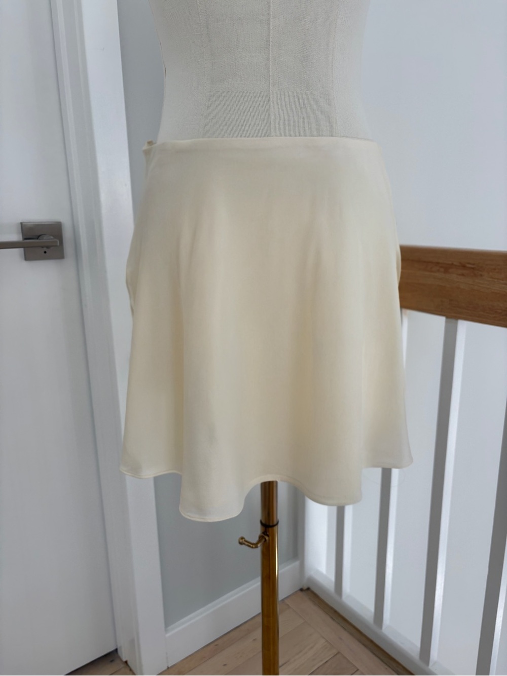 Cream A-Line Skirt - Women's Flowy Silky Skirt
